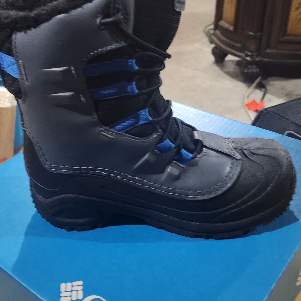 Columbia Kids Black and Blue Snow Boots